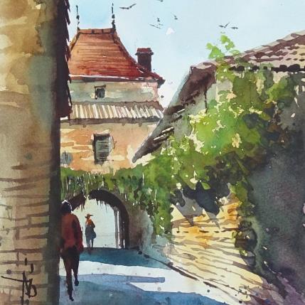 Peinture Les pierres dorées par Abbatucci Violaine | Tableau Figuratif Aquarelle Paysages, Scènes de vie