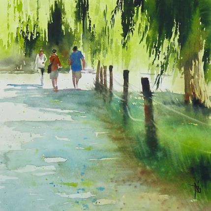 Painting Les saules de Vincennes by Abbatucci Violaine | Painting Figurative Watercolor Landscapes, Life style