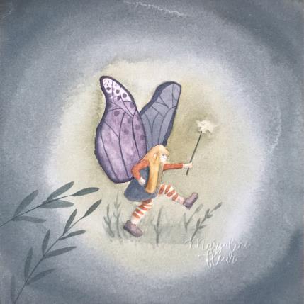 Painting Salomé la fée by Marjoline Fleur | Painting Naive art Watercolor Child