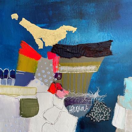 Peinture Le chemin des roches par Lau Blou | Tableau Abstrait Acrylique, Collage, Feuille d'or