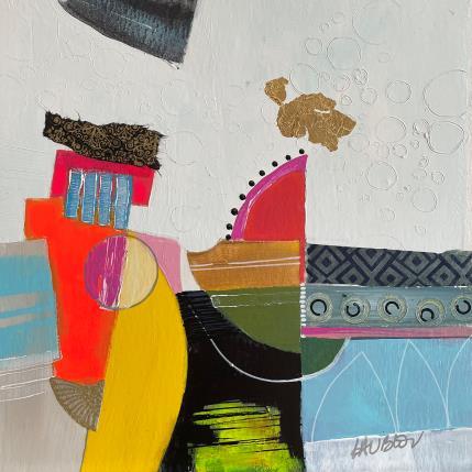 Peinture Près des docksides-2 par Lau Blou | Tableau Abstrait Acrylique, Collage, Feuille d'or Paysages