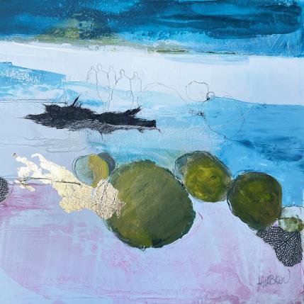 Peinture Migration par Lau Blou | Tableau Abstrait Acrylique, Collage, Feuille d'or Paysages