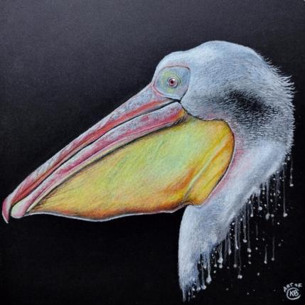 Peinture Pélican par K'Arts | Tableau Figuratif Fusain Animaux, Nature, Société