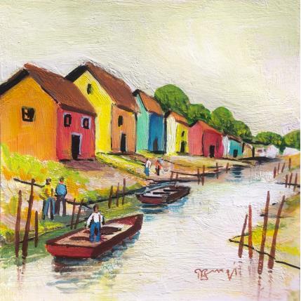 Peinture AP73 LE CANAL par Burgi Roger | Tableau Figuratif Acrylique Marine, Nature, Paysages