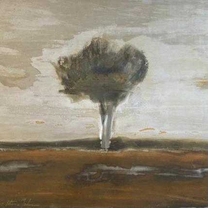 Peinture Pin dans la guarrigue par Mahieu Bertrand | Tableau Art Singulier Métal Paysages