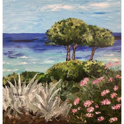 Peinture Côte d'Azur par Rey Ewa | Tableau Figuratif Acrylique Paysages