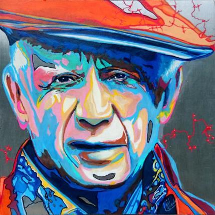 Peinture Picasso à la casquette par Medeya Lemdiya | Tableau Pop-art Acrylique, Métal Icones Pop
