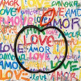 Peinture POMME D'AMOUR par Mam | Tableau Pop-art Acrylique Icones Pop, Nature, Natures mortes