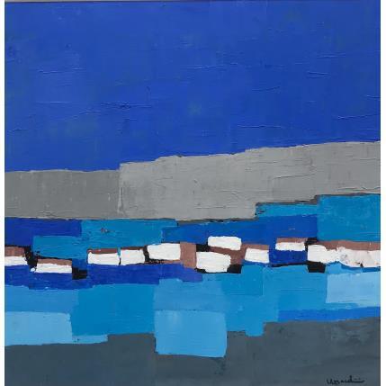 Peinture T432 par Moracchini Laurence | Tableau Abstrait Acrylique, Poudre de marbre Marine, Minimaliste, Paysages