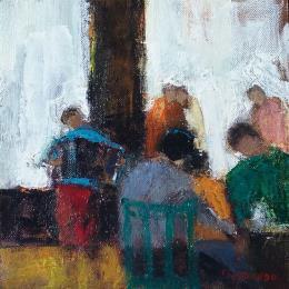 Painting Le petit accordéoniste by Fernando | Painting Figurative Oil Child, Life style, Music, Pop icons