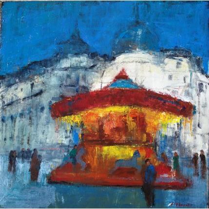 Peinture Manége sur la place par Fernando | Tableau Figuratif Huile Urbain