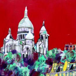 Pintura Meisho-e por Anicet Olivier | Pintura Figurative Acrylic, Pastel Architecture, Urban