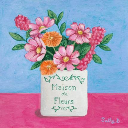 Peinture Maison de fleurs par Sally B | Tableau Art Singulier Acrylique Natures mortes