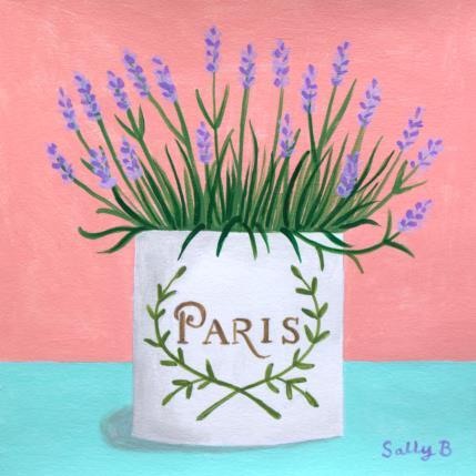 Peinture Lavande Paris par Sally B | Tableau Art naïf Acrylique Natures mortes