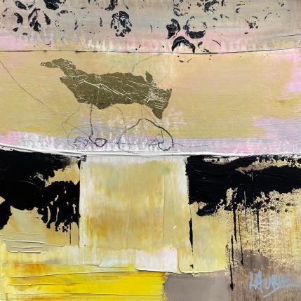 Peinture ST1011 par Lau Blou | Tableau Abstrait Acrylique, Carton, Collage, Feuille d'or Minimaliste
