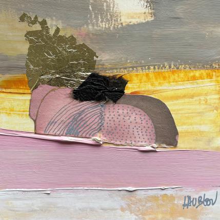 Peinture ST1010 par Lau Blou | Tableau Abstrait Acrylique, Carton, Collage, Feuille d'or, Papier Minimaliste