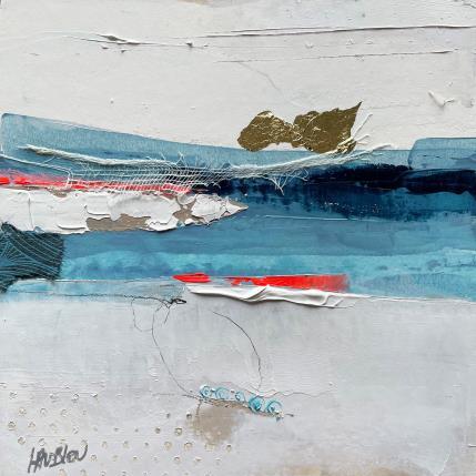 Peinture Promenade d'hiver-3 par Lau Blou | Tableau Abstrait Acrylique, Carton, Collage, Feuille d'or, Papier Paysages