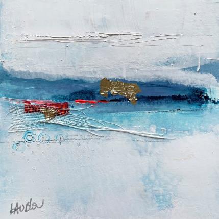 Peinture Promenade d'hiver-2 par Lau Blou | Tableau Abstrait Acrylique, Carton, Collage, Feuille d'or, Papier Paysages