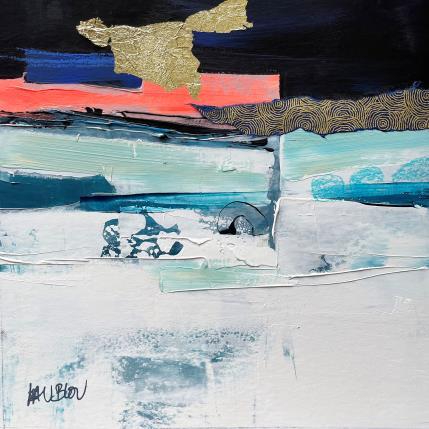 Peinture Ecume-1 par Lau Blou | Tableau Abstrait Acrylique, Carton, Collage, Feuille d'or Paysages