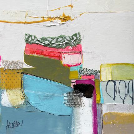 Peinture ST1007 par Lau Blou | Tableau Abstrait Acrylique, Carton, Collage, Feuille d'or, Papier Paysages
