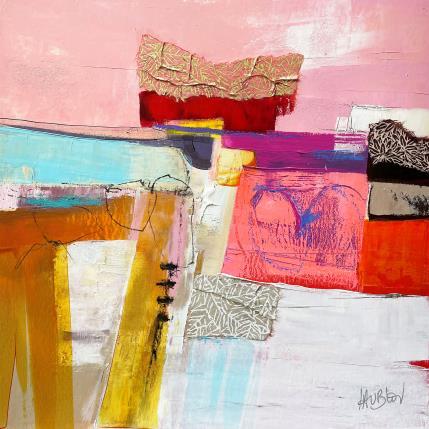 Peinture Le pont des Dames par Lau Blou | Tableau Abstrait Acrylique, Carton, Collage, Feuille d'or, Papier Paysages