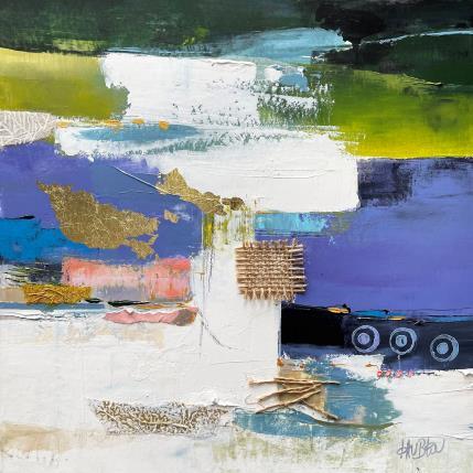 Peinture ST1005 par Lau Blou | Tableau Abstrait Acrylique, Carton, Collage, Feuille d'or, Papier, Textile