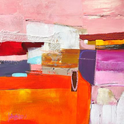 Peinture ST1006 par Lau Blou | Tableau Abstrait Acrylique, Carton, Collage, Feuille d'or, Papier Paysages