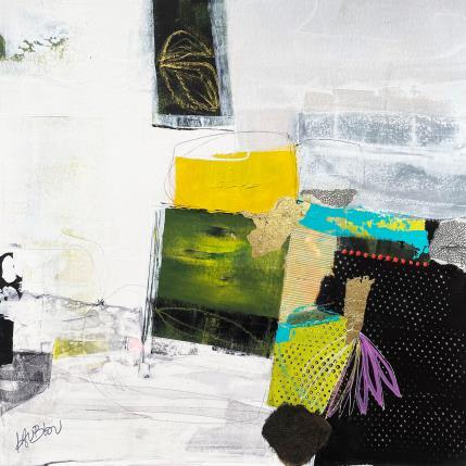 Peinture ST1003 par Lau Blou | Tableau Abstrait Acrylique, Carton, Collage, Feuille d'or Minimaliste