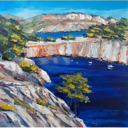 Peinture Calanque de Port Miou en Méditerranée par Degabriel Véronique | Tableau Figuratif Huile Marine, Nature, Paysages