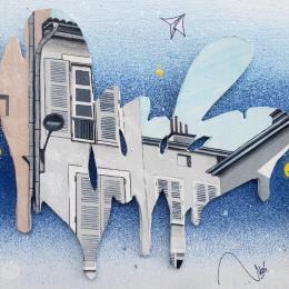 Painting Front 3 by Lassalle Ludo | Painting Street art Acrylic, Graffiti, Wood Architecture, Landscapes, Pop icons, Urban