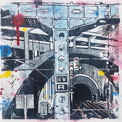 Peinture BLUE PILLAR par Lassalle Ludo | Tableau Street Art Acrylique, Bois, Graffiti Architecture, Paysages, Urbain