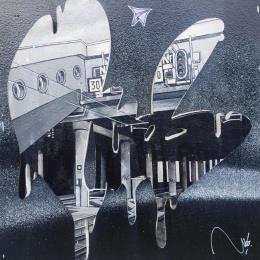 Gemälde PORTHOLES von Lassalle Ludo | Gemälde Street art Acryl, Graffiti, Holz Architektur, Landschaften, Urban