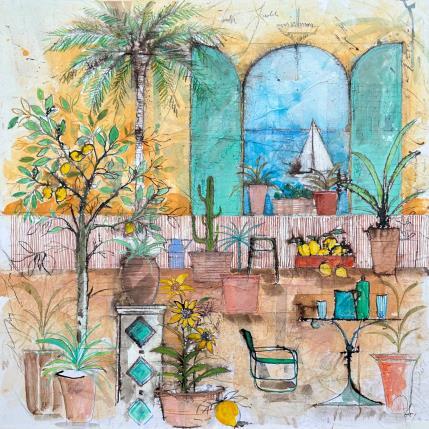 Peinture El sol par Colombo Cécile | Tableau Art naïf Acrylique, Aquarelle, Collage, Encre, Pastel Paysages, scènes de vie