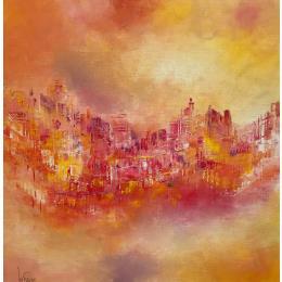 Peinture Un jour de soleil par Levesque Emmanuelle | Tableau Abstrait Huile Urbain
