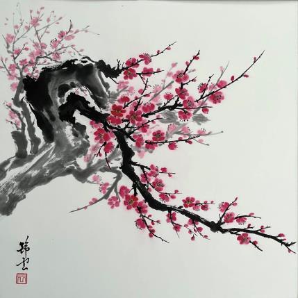 Painting Cerisier en fleurs by Tayun | Painting Figurative Ink, Watercolor Nature