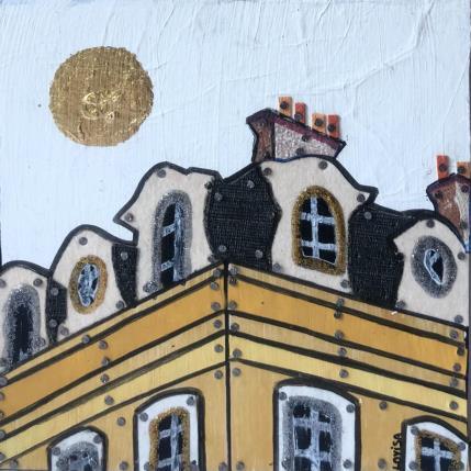 Peinture Chic Parisien par Lovisa | Tableau Figuratif Acrylique, Collage, Feuille d'or, Posca, Upcycling Urbain