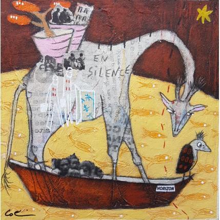 Peinture En silence  par Colin Sylvie | Tableau Art Singulier Acrylique, Collage, Pastel Animaux