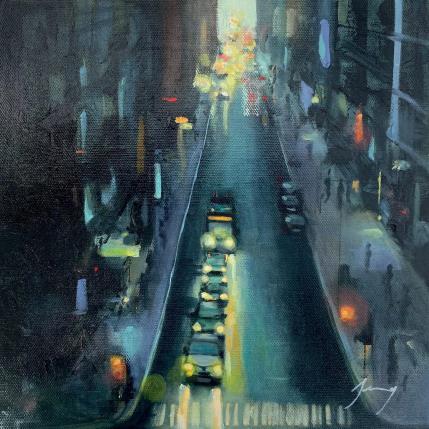 Painting Rue de nuit by Jung François | Painting Figurative Oil
