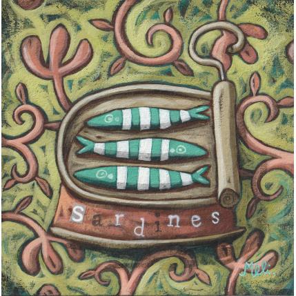 Peinture Boîte de sardines par Catoni Melina | Tableau Art naïf Acrylique Animaux, Natures mortes