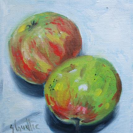 Peinture Deux pommes  par Coueffic Sébastien | Tableau Réalisme Huile