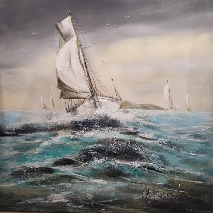 Peinture COURSE SUR LE LAC par Ortis-Bommarito Nicole | Tableau Figuratif Acrylique Marine