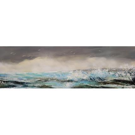 Gemälde PLUIE SUR LE LAC von Ortis-Bommarito Nicole | Gemälde Figurativ Acryl Marine