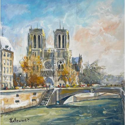 Peinture Notre Dame de Paris par Lallemand Yves | Tableau Figuratif Acrylique Urbain