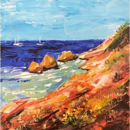 Peinture Couleur de la Méditerranée par Rey Ewa | Tableau Figuratif Acrylique Paysages