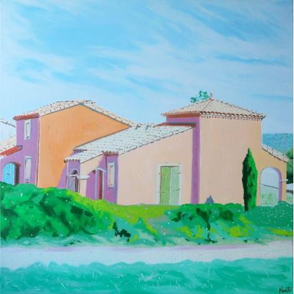 Peinture Villa du lac Jouarres  par Coueffic Sébastien | Tableau Figuratif Huile Architecture