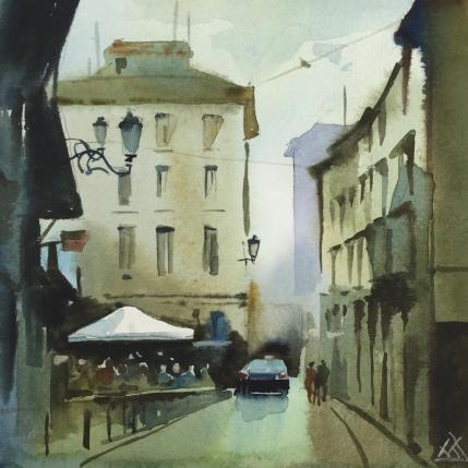 Peinture #1807 par Khodakivskyi Vasily | Tableau Figuratif Aquarelle Urbain