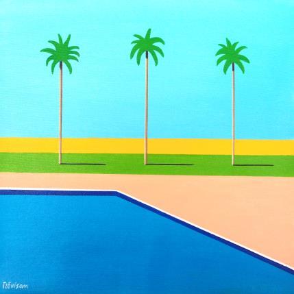 Peinture Three palms par Trevisan Carlo | Tableau Surréalisme Huile Architecture, Minimaliste, Nature