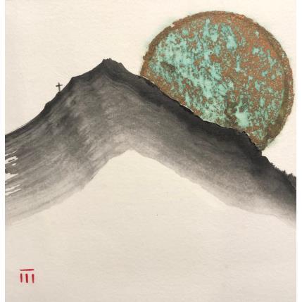 Peinture Sainte Victoire dorée par De Giorgi Mauro | Tableau Figuratif Encre Paysages