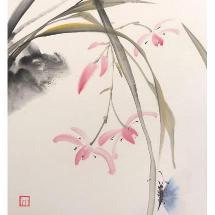 Peinture Papillon et fleurs par De Giorgi Mauro | Tableau Figuratif Encre Animaux