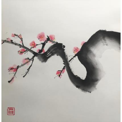 Peinture Les fleurs roses par De Giorgi Mauro | Tableau Figuratif Encre Nature